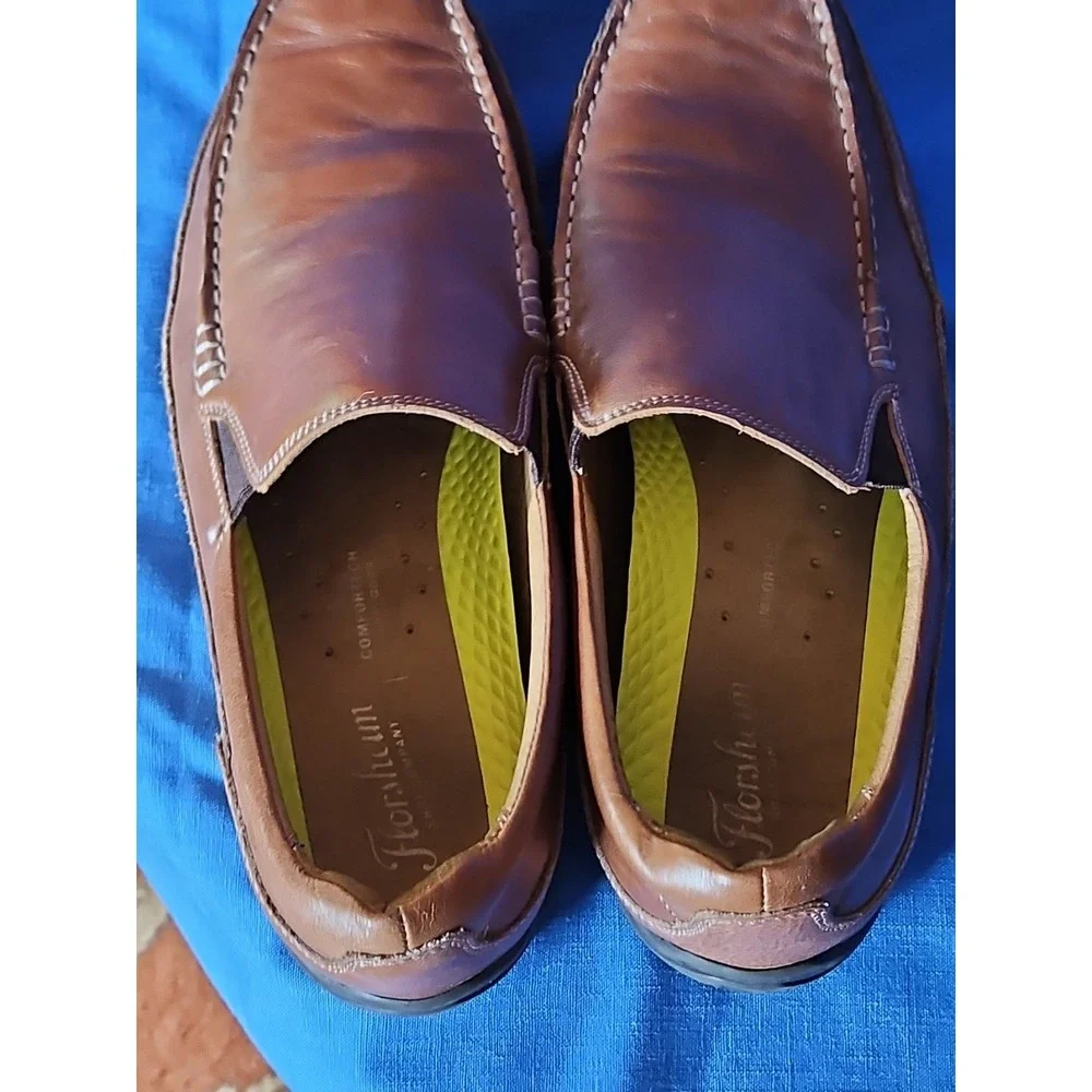 Vionic Preston Leather Moc‎ Toe Orthotic Loafers Cognac Slip-On Size 9